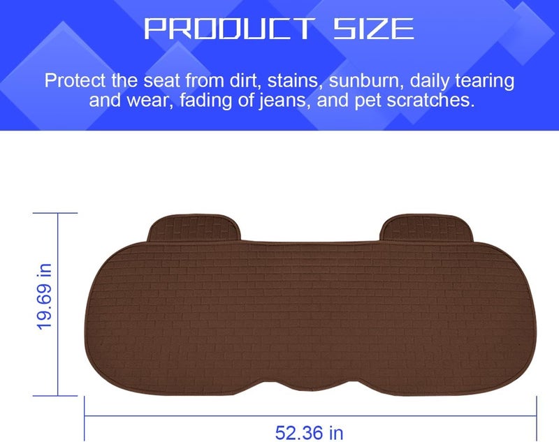 Osilly Car Back Seat Cover, Anti-Slip Long Vehicle Rear Bench Protectors with Storage Pocket, Breathable Comfortable Auto Interior Seating Bottom Protection Accessories, Universal Fit (Brown) - Image 2